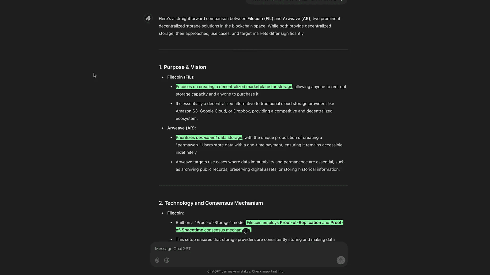 Comparing crypto projects with AI