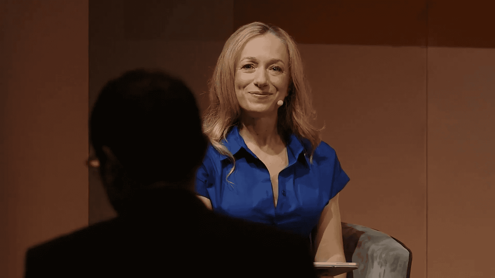 Audience member asking a question about interoperability