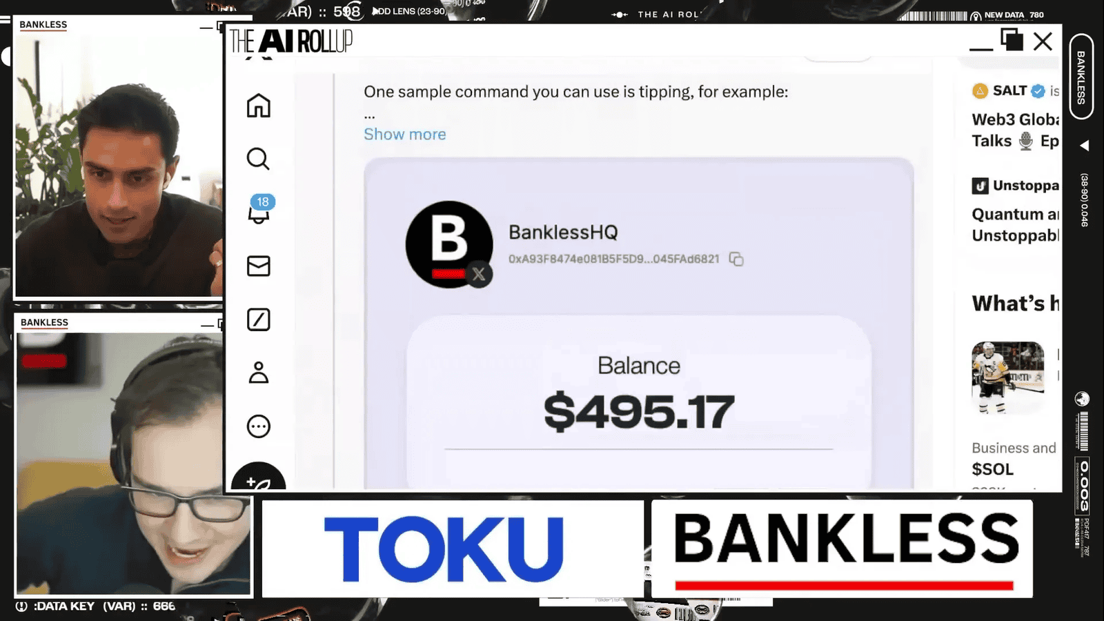 Bankless team receiving AI agent tip