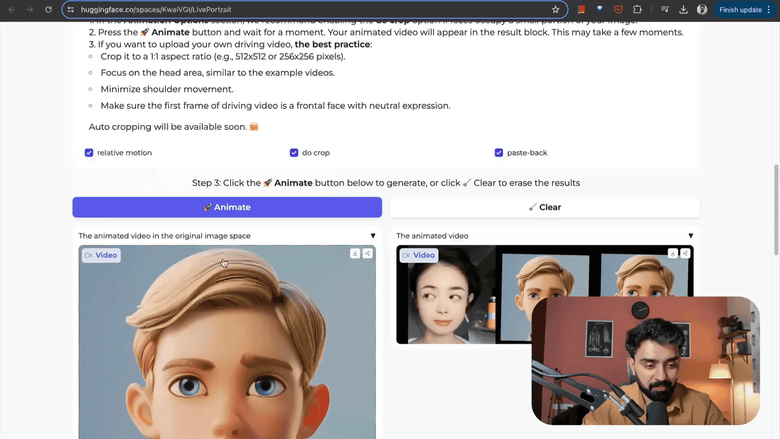 Live Portrait animating a static image