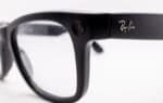 Close-up of black Ray-Ban Meta smart glasses showing the built-in camera