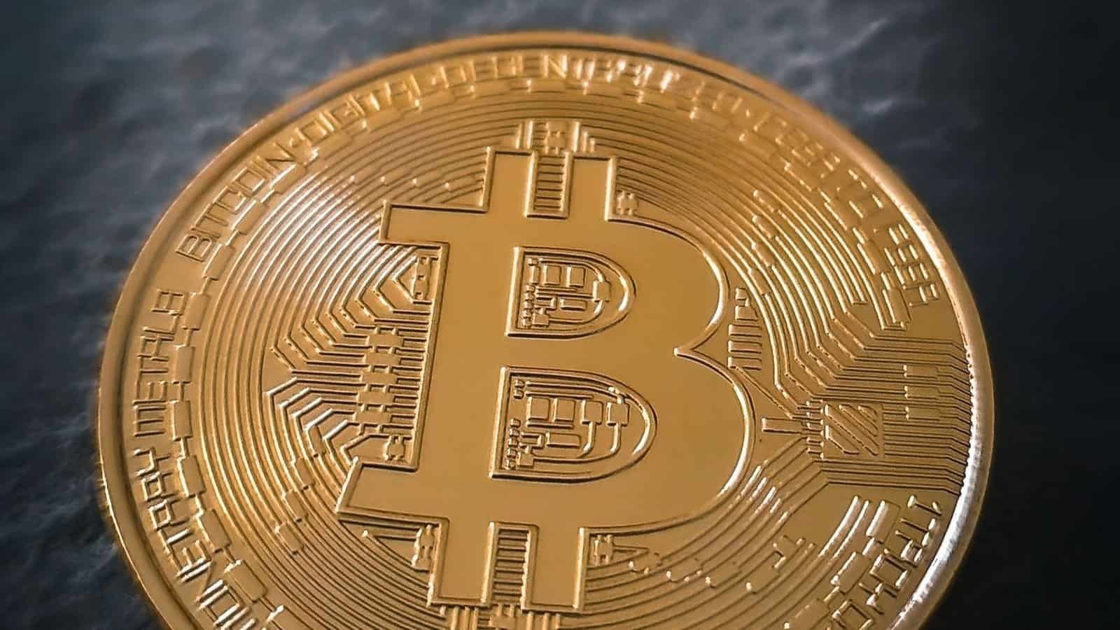 Close-up of a Bitcoin coin